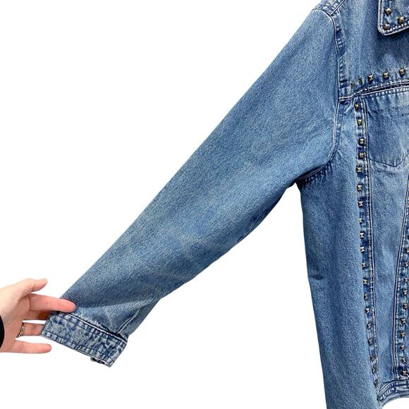VTG Liz & Me Women’s Studded Blue Denim Cotton Trucker Style Jean Jacket 0X - Picture 6 of 12